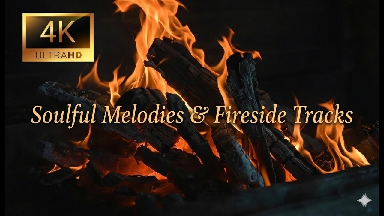 Cozy Fireplace with Beautiful Romantic Music 🔥 4K Crackling Fire Sounds for Sleep & Relax