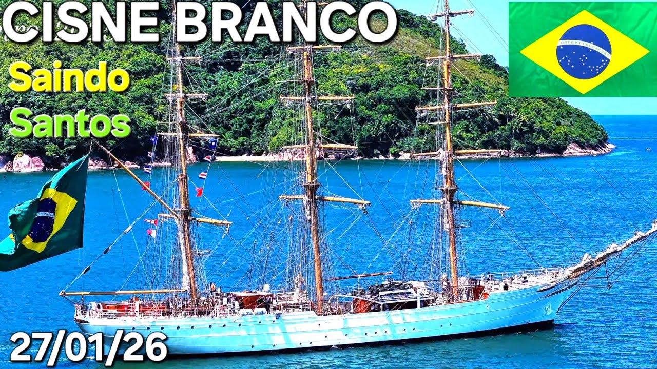CISNE BRANCO Navio Veleiro 27/01/26  Santos marinha brasil  ⁨@cruzeiros2025⁩  #drone #veleiro