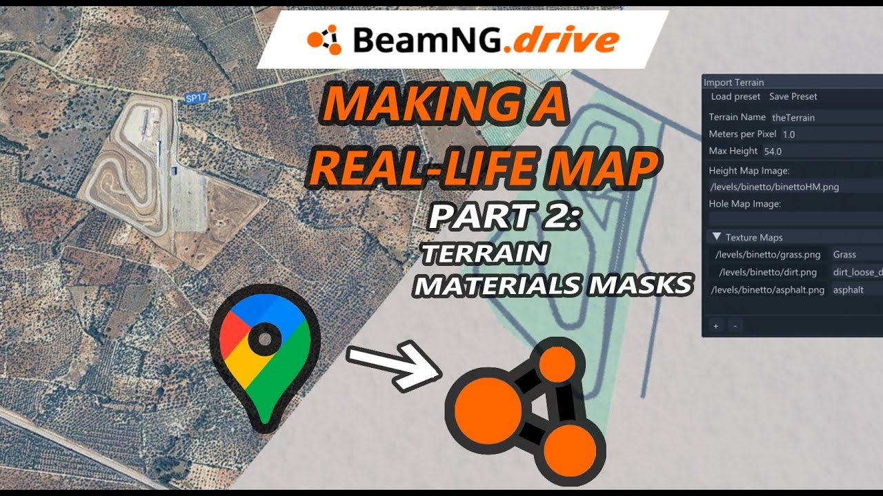 BeamNG Real-Life Map Tutorial 02 -  Painting Terrain with Material Masks