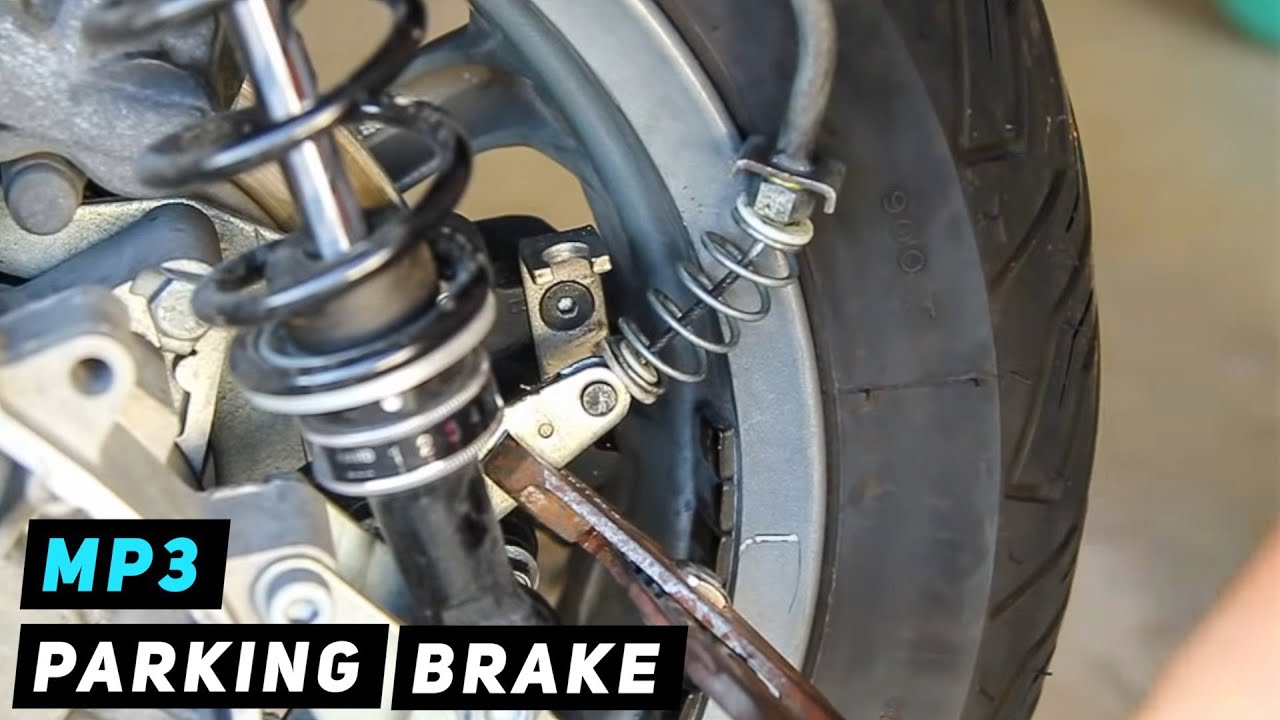 Piaggio MP3 - Parking Brake Cable Installation by Wheel | Mitch's Scooter Stuff