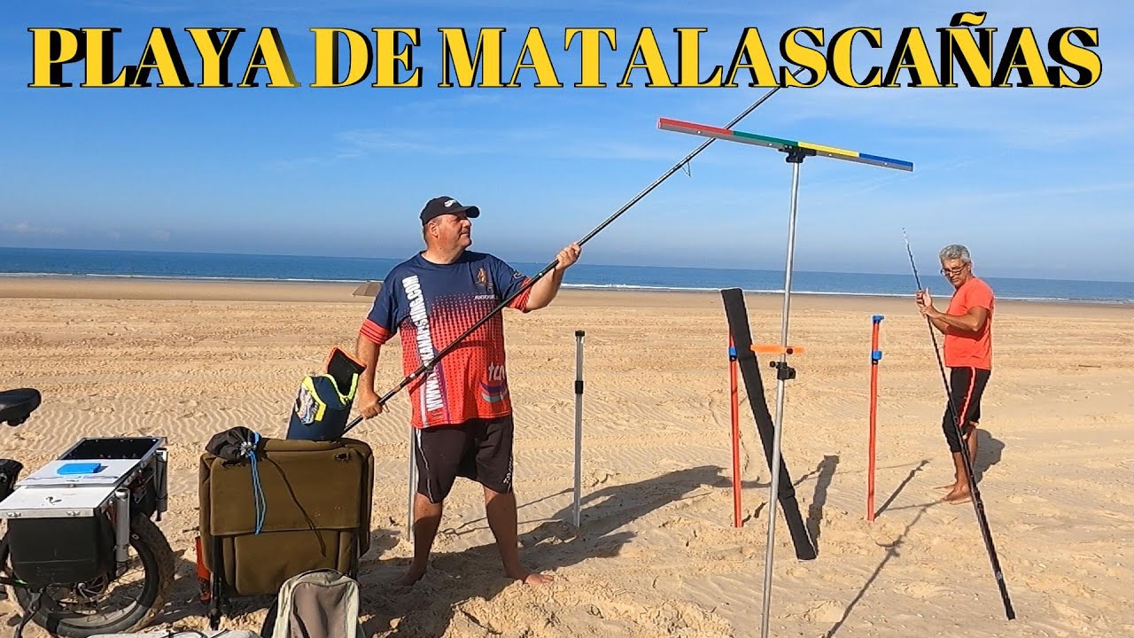 PESCA SURFCASTING EN PLAYA MATALASCAÑAS BUSCANDO SARGOS Y DORADAS