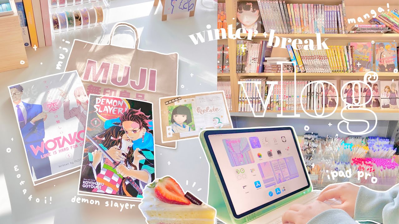🧸 winter break vlog // manga + stationery shopping, ipad pro unboxing, penpal letters, genshin
