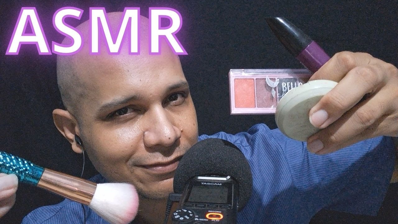 ASMR MAQUIANDO VOCÊ (Era pra ser só sons de maquiagem 😅) - Sussurros, Sons de Boca, Maquiagem