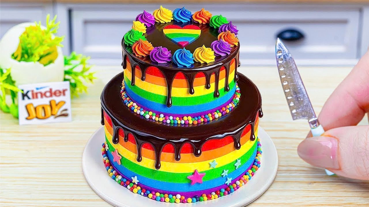 Mini Rainbow Cake Recipe With Chocolate | Stunning Rainbow Cake Decoration Ideas | Sara Mini Cakes