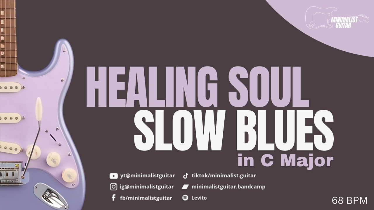Healing Soul Slow Blues in C Major l Guitar Backing Track | 68 BPM