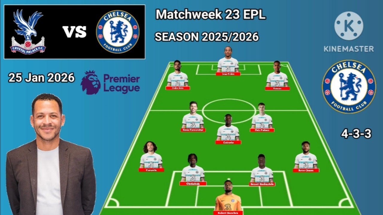 Today Match !! Crystal Palace vs Chelsea Line Up 4-3-3 With Badiashile Matchweek 23 EPL 2025/2026