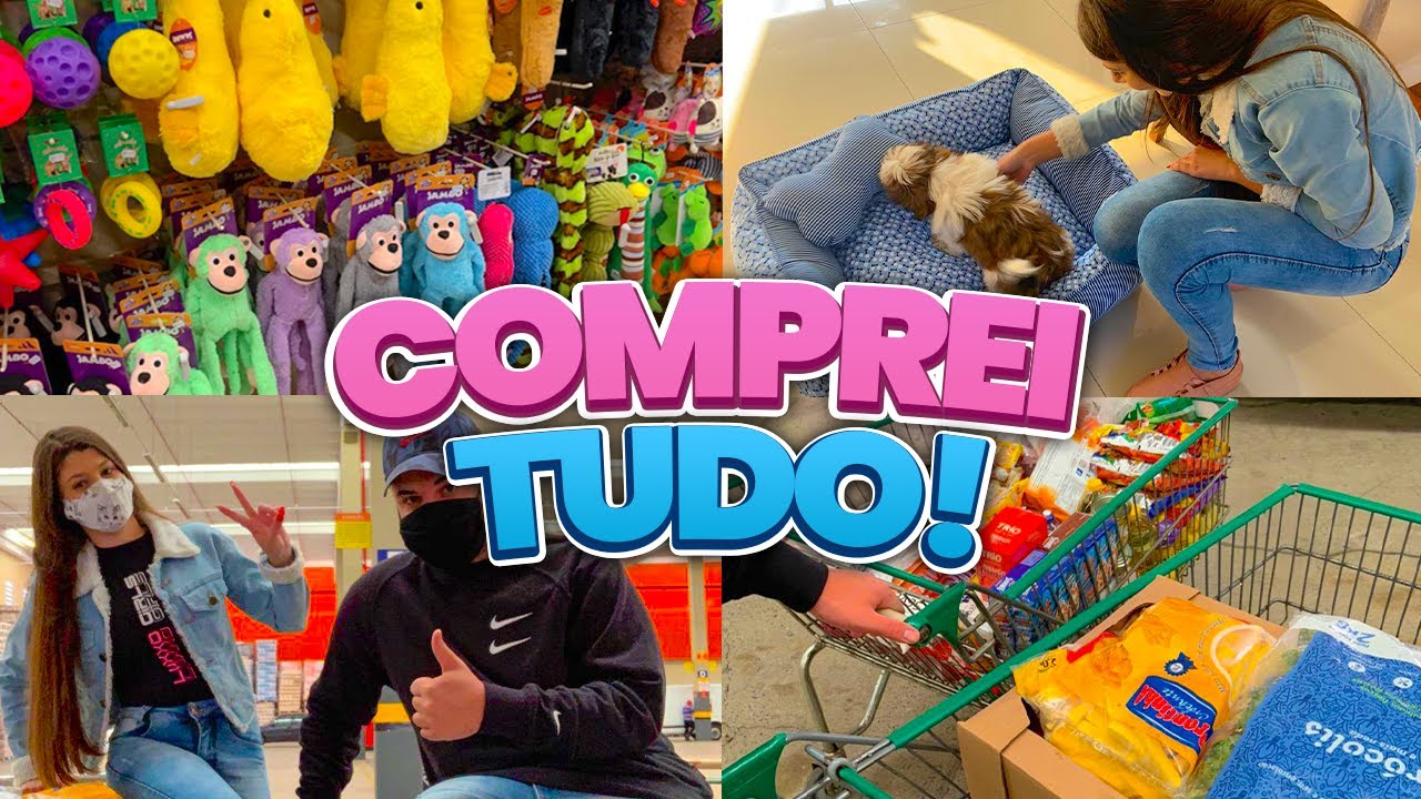 COMPRAS DO MÊS + COMPRINHAS PARA O MEU CACHORRO 🐶 GASTEI TODO MEU DINHEIRO!!