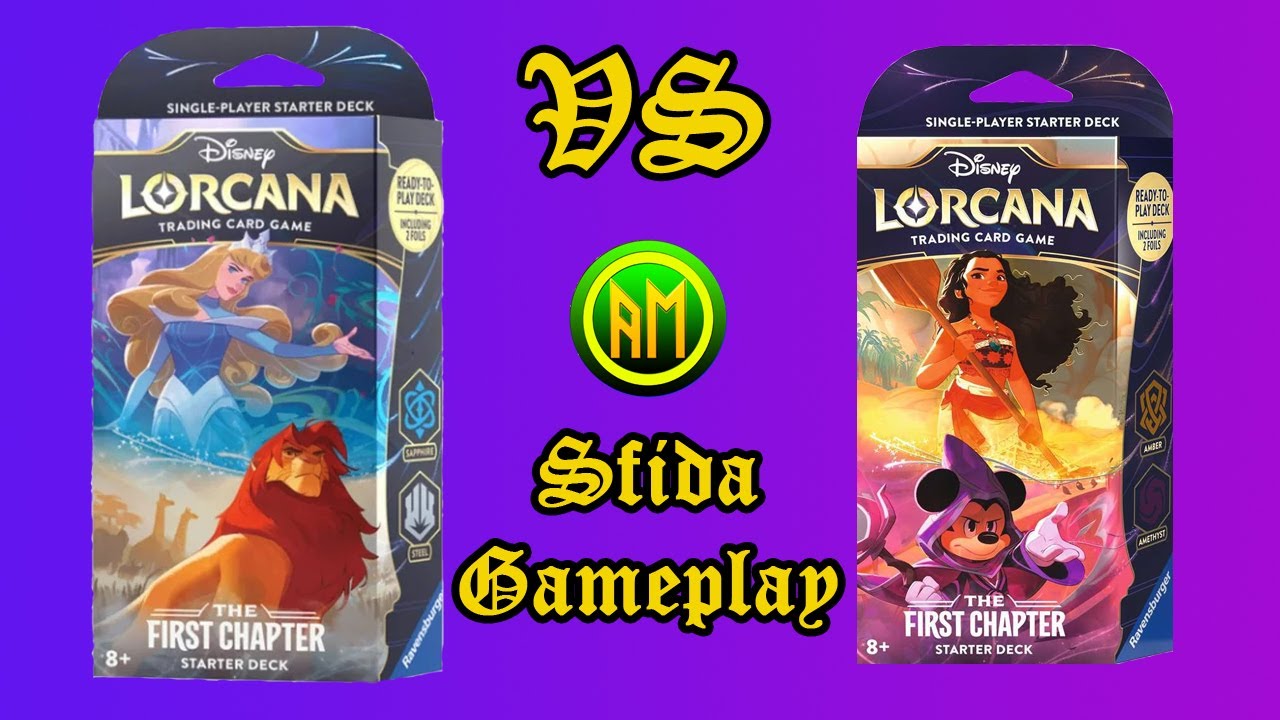 Sfida Lorcana▶️ Starter Deck Zaffiro/Acciaio 🔵⚪ VS Starter Deck Ambra/Ametista🟠🟣 [LORCANA ITALIA 🇮🇹]