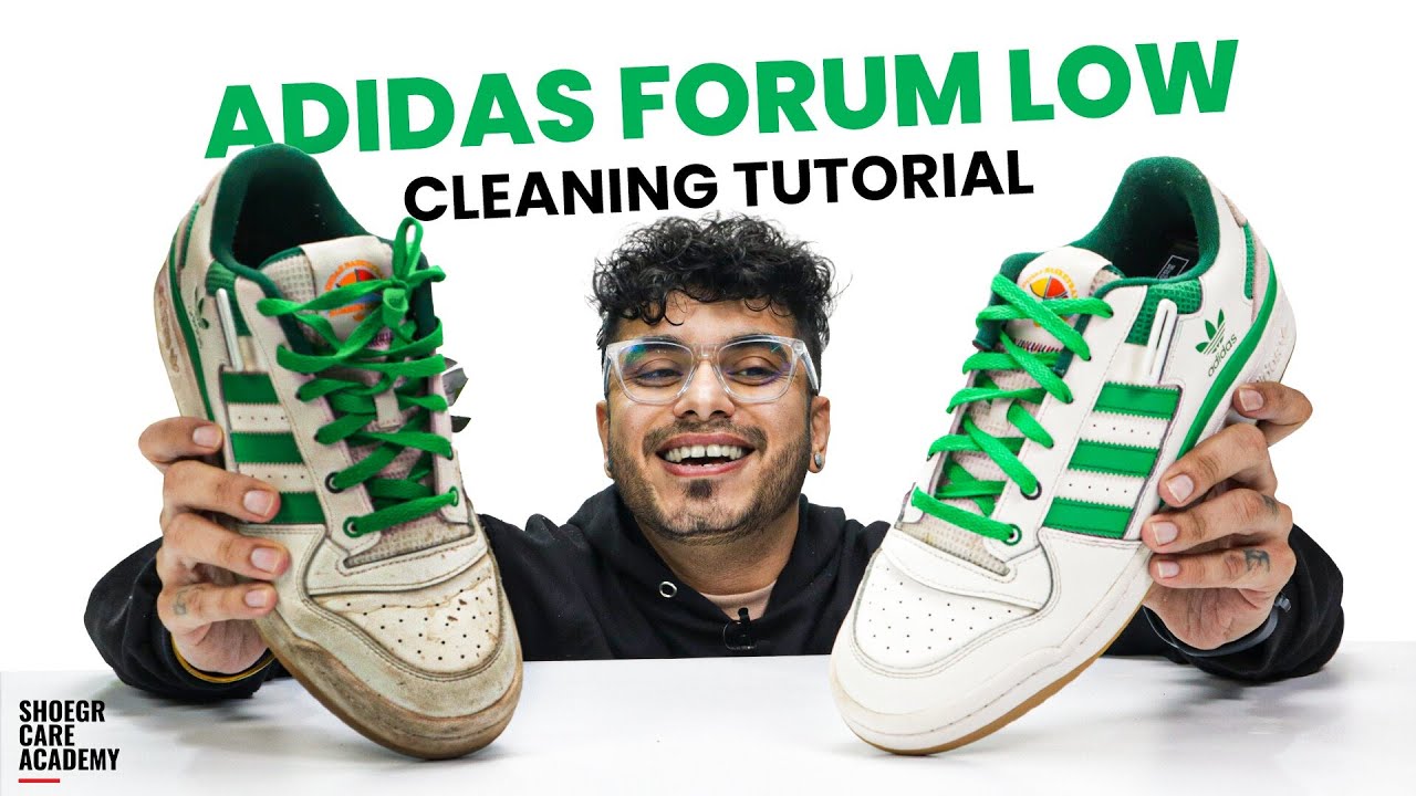 How to clean Adidas Forum Low White & Green Sneakers #shoegr #shoecleaning #adidassneakers