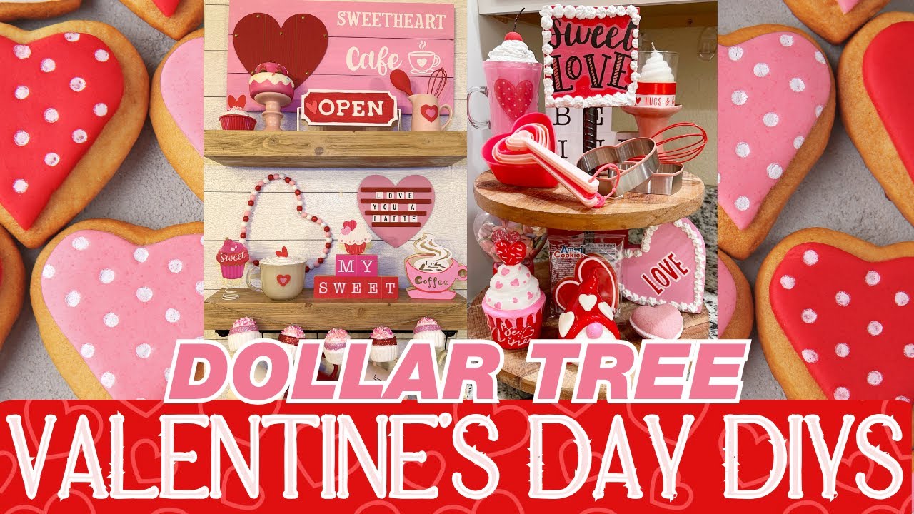 🩷 Sweetheart Cafe! Valentine's Day Dollar Tree Crafts ❤️ Coffee Bar & Tiered Tray