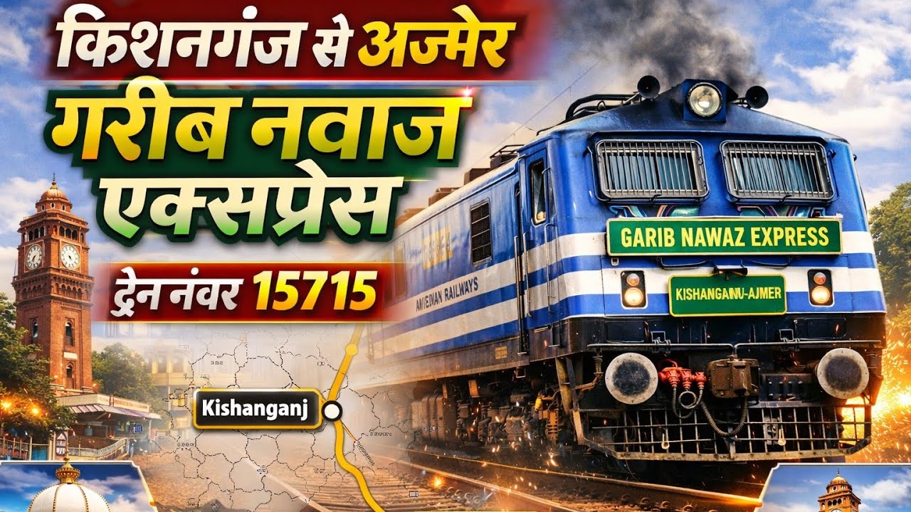 Kishanganj से Ajmer के बीच चलने वाली Ajmer Garib Nawaz Express 15715 Arrived Mau Junction PF 3  