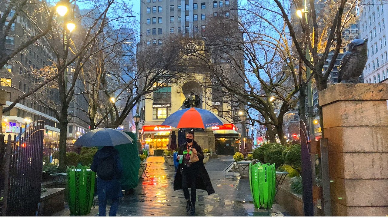 [4K]🇺🇸Walking in the Rain in NYC- Midtown Manhattan, Empire State Building, Koreatown /Feb.28 2021