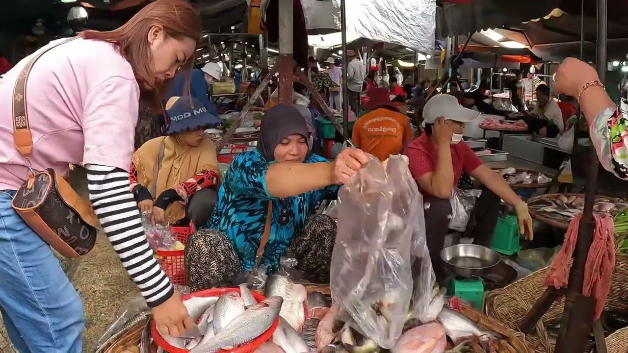 Cambodian Best Biggest Fresh Market Tour - People & Food Activities Collection 