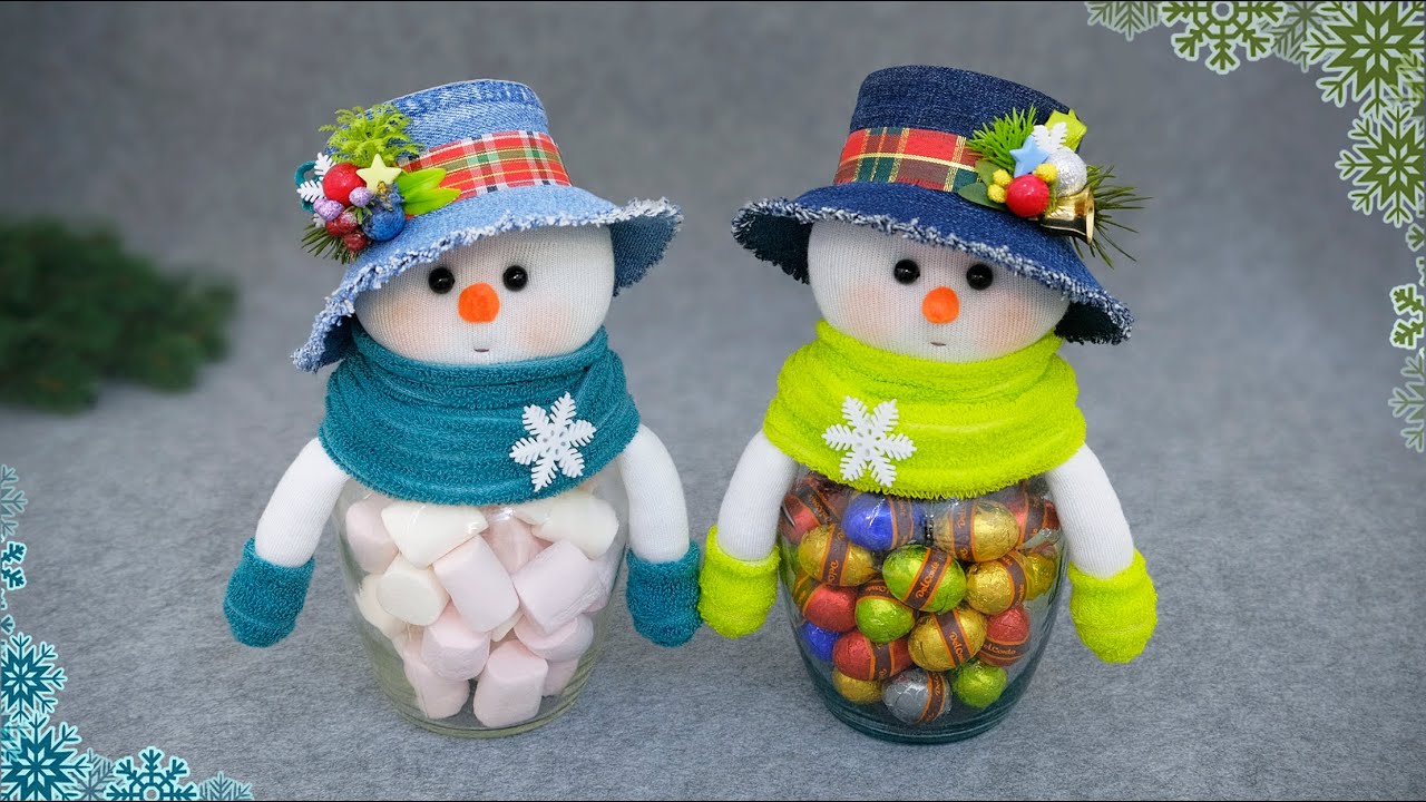 Лучший подарок на Новый Год☃️Милые снеговички в чудесных шляпках👒Из носков, без швейной машинки🍬
