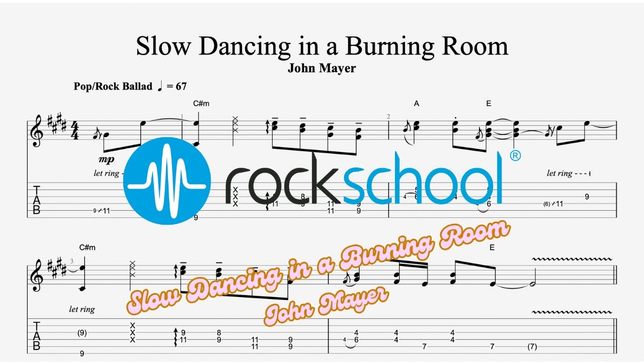 Slow Dancing in a Burning Room - John Mayer, Rockschool 2024 Electric Guitar Grade 4