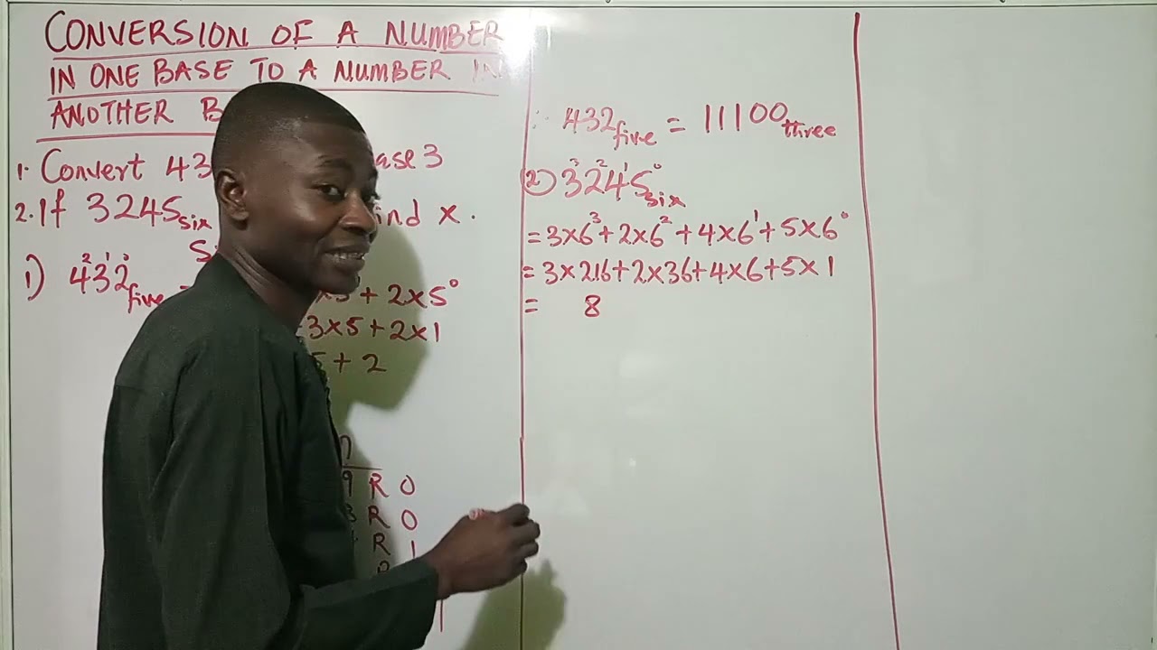 Joshua Okwuwe Online Maths  - CONVERTING NUMBER FROM ONE BASE TO A NUMBER IN ANOTHER BASE.