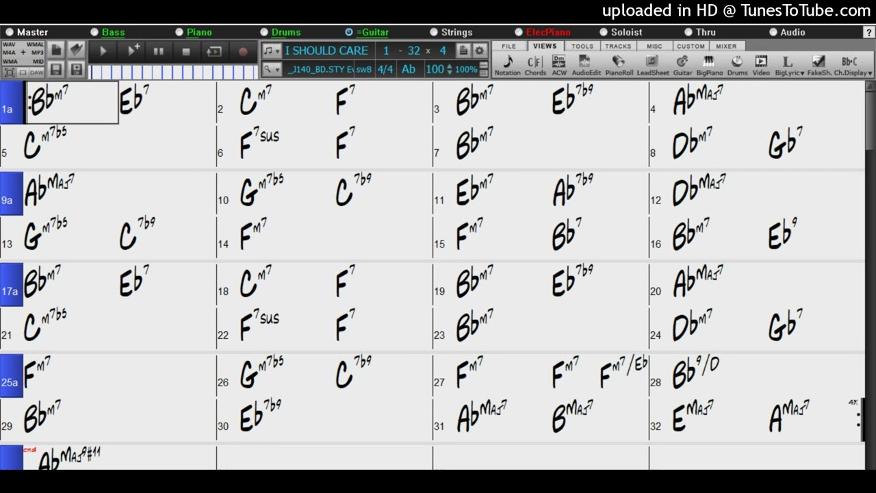BACKING TRACK - I SHOULD CARE (Ab) 100 BPM SWING