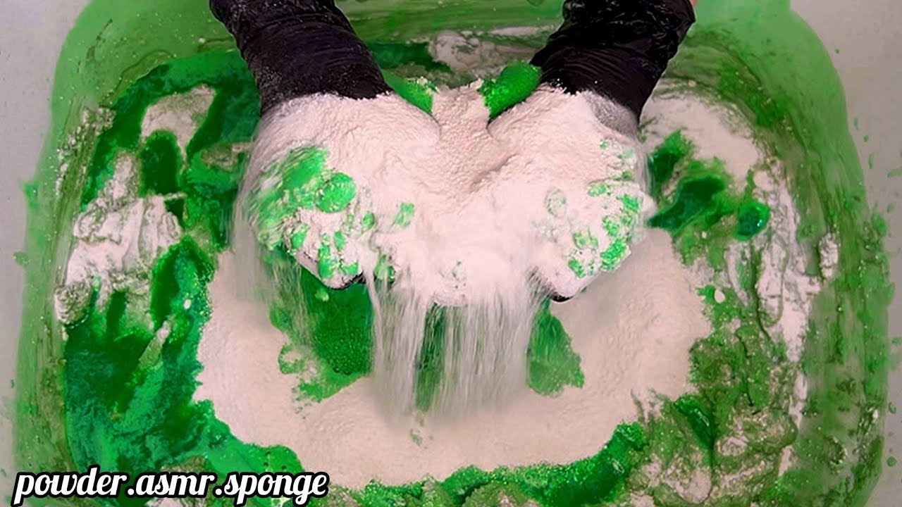 Green laundry gel + green powder and laundry powder 💚🤍 Asmr squeezing sponge
