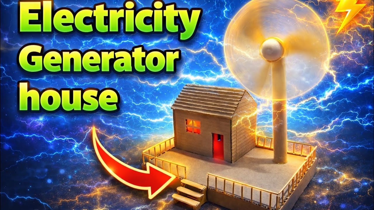 DIY Windmill Electricity Generator House | Easy School Science Project ⚡