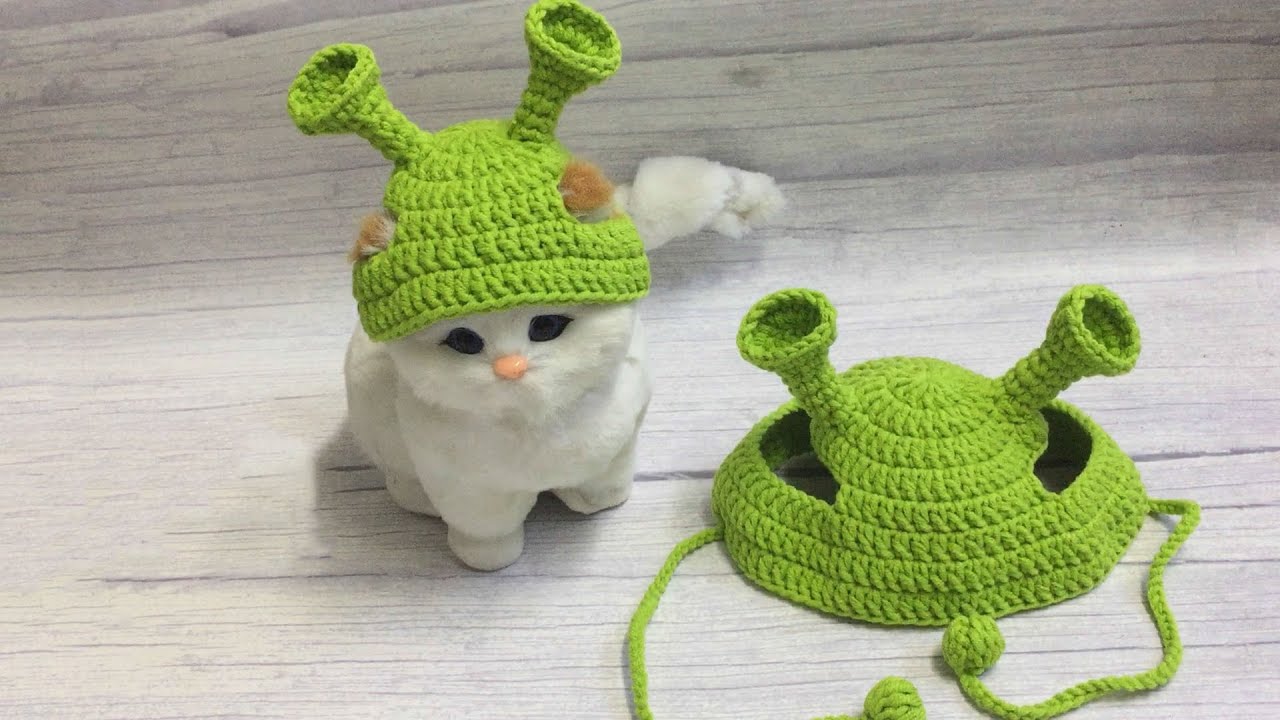 Cute Shrek hat for pets Crochet tutorial