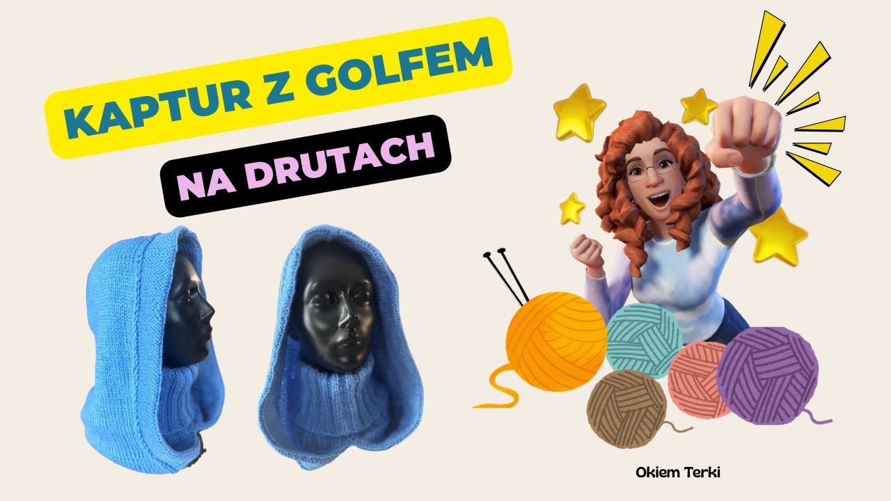 🧶Jak zrobić kaptur z golfem (komin z golfem)💛 – Robótka na drutach🧶