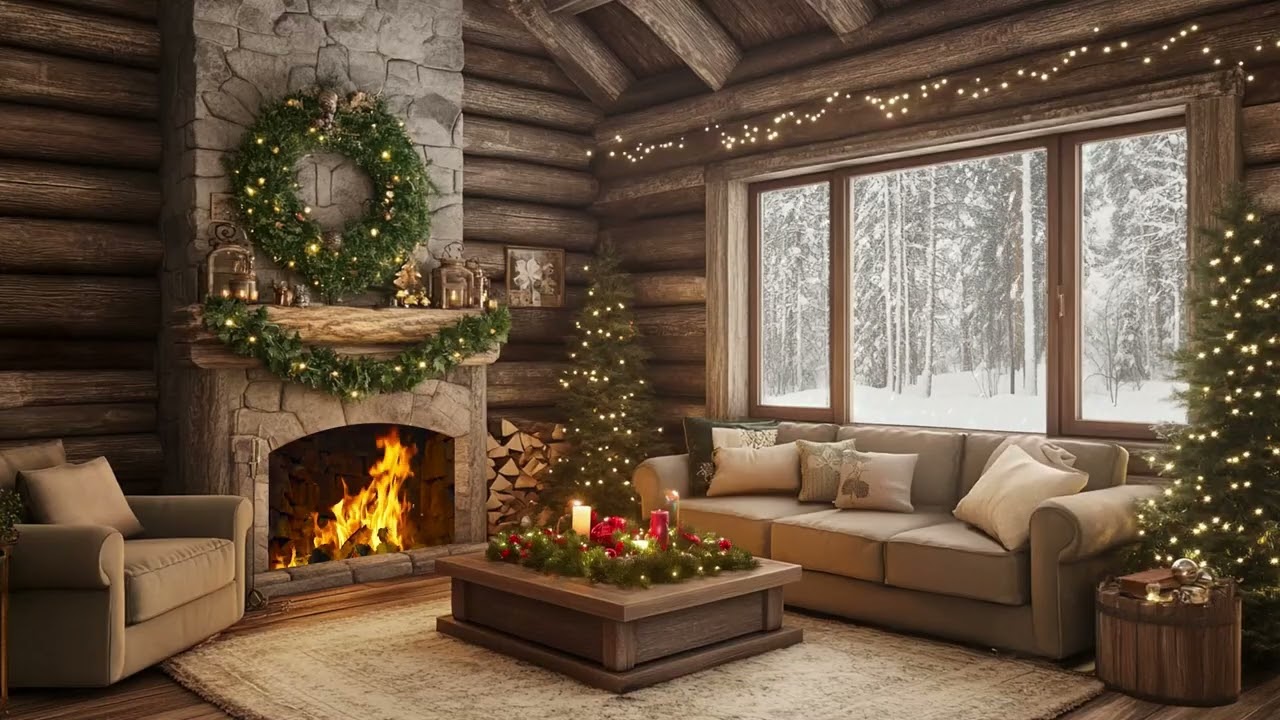 Soft Winter Snowfall With Fire Sounds Brings Comfort And Gentle Sleep