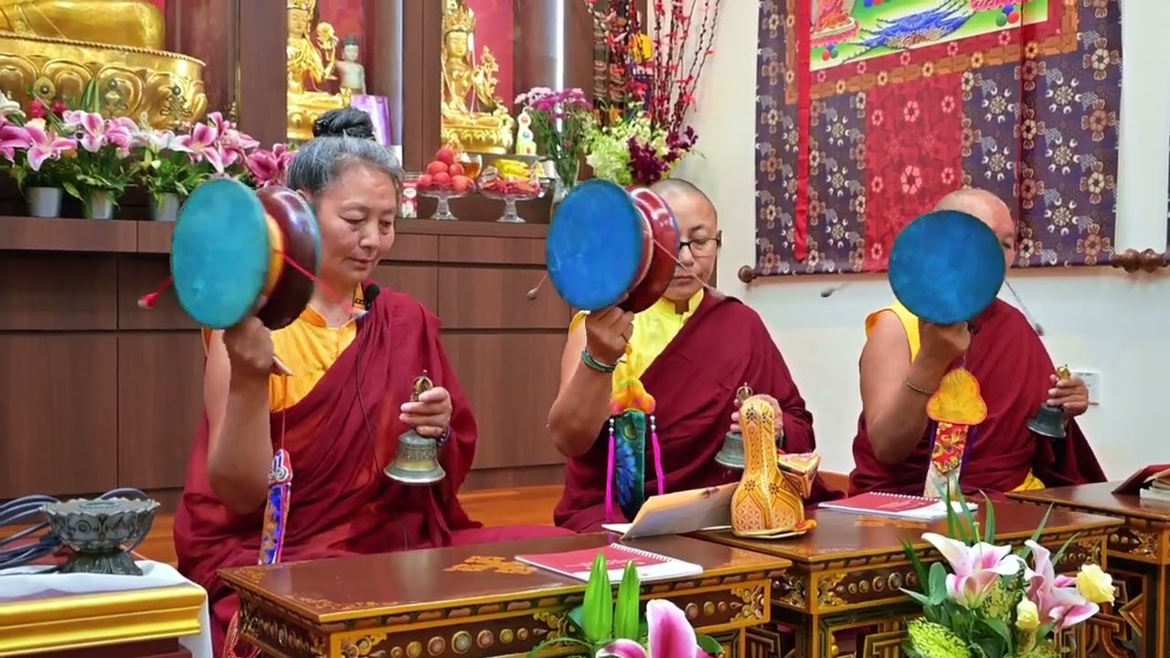 Chod practice by Ani Konchok Yingchuk, Ani Choenyi Paldon, and Ani Konchok Palmo on 26 May 2024.