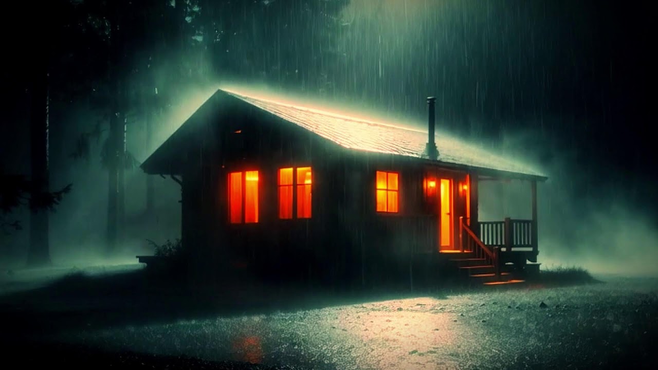 LIVE Cozy Cabin During Heavy Rain for Focus | Peaceful Rain Sounds