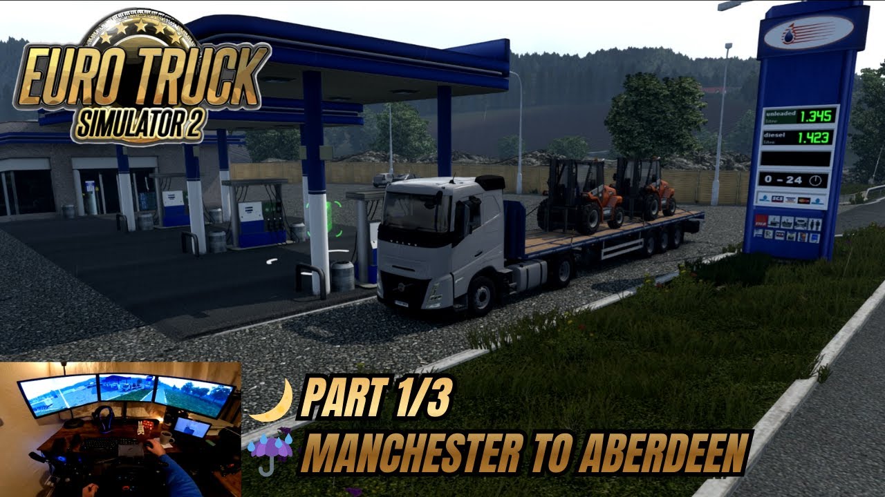 ETS2 Volvo FH6 Manchester to Aberdeen Pt1/3 – Late Evening Low Loader Start! 🌙🚜
