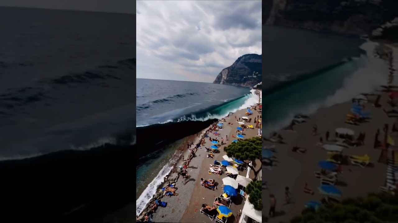 offf dalga nasıl yuttu plajı 😱. #dalgalar #deniz #keşfet