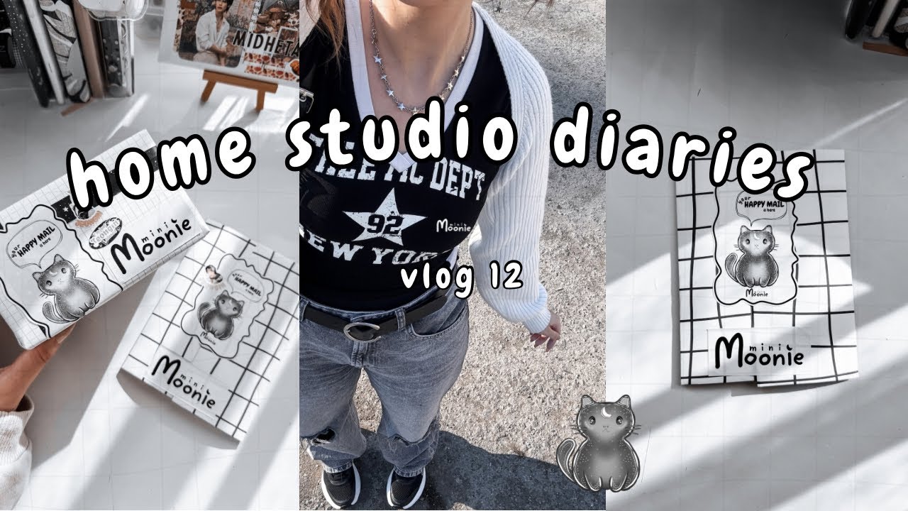 week in my home studio 🩶 | making stickers from my bedroom, packing orders & sending mail ✉️