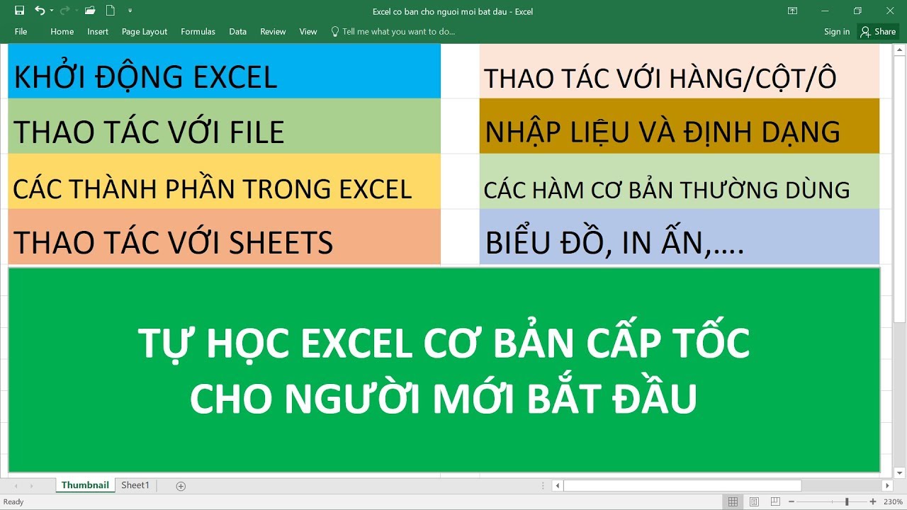Tự Học Excel Cơ Bản Cấp Tốc Cho Người Mới Bắt Đầu ! Chi tiết và dễ hiểu nhất
