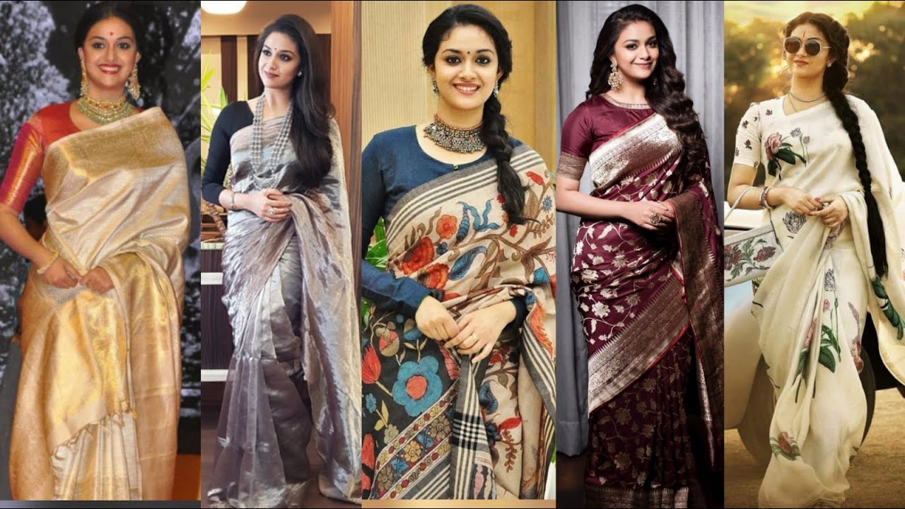 Top 50 Keerthi Suresh Designer Saree and Blouse collection | Keerthi suresh stunning looks in saree