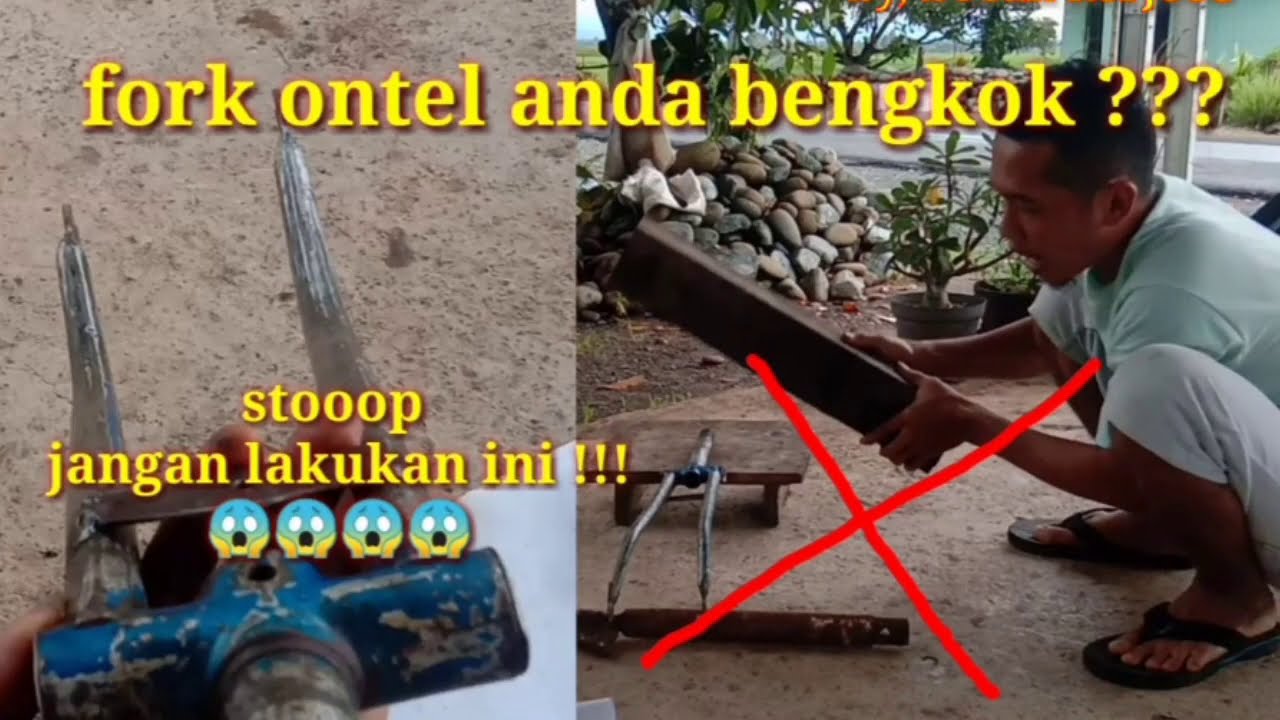 Cara memperbaiki fork depan sepedah onthel yang tidak senter /bengkok_how to make a fork key
