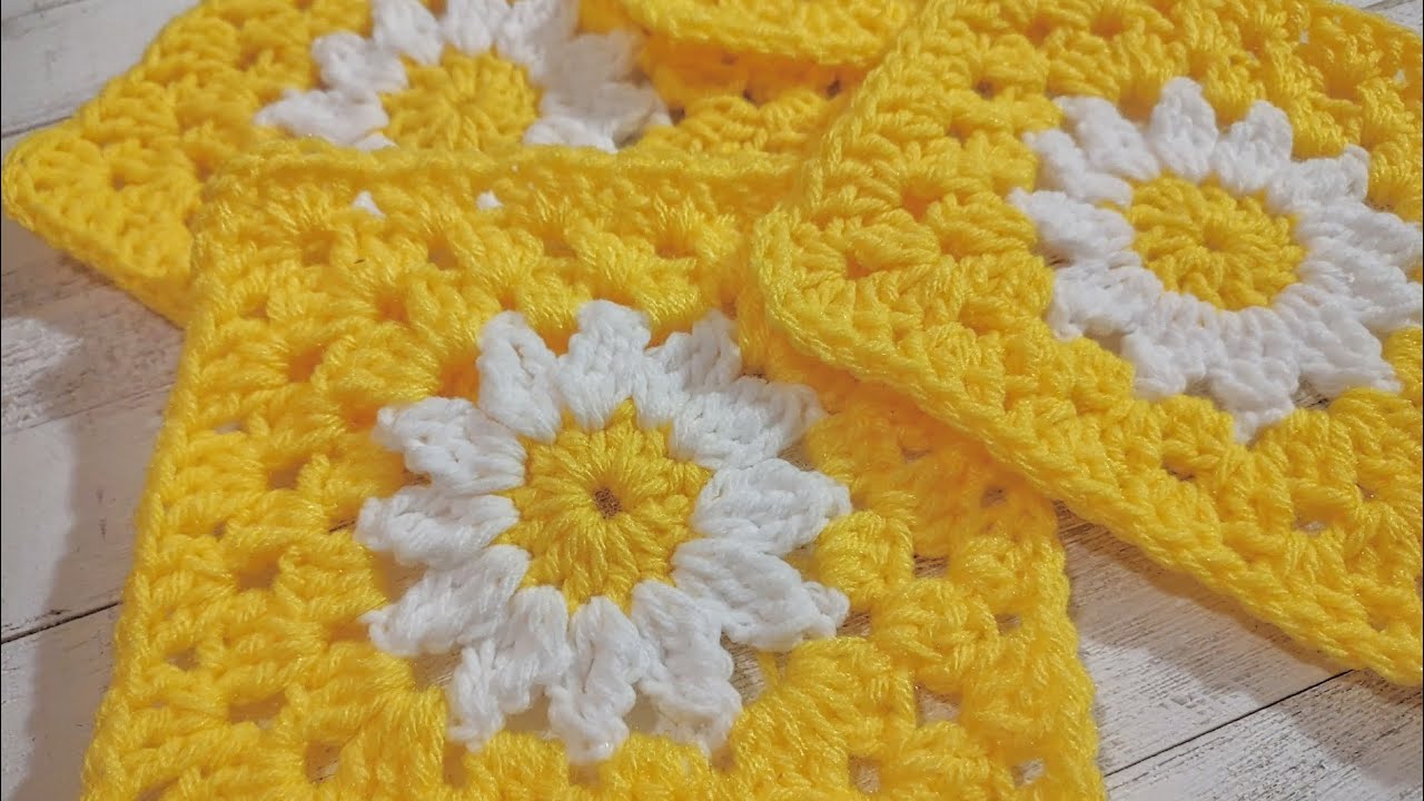Basic Daisy Granny Square | Flower Granny Square | Granny Square Crochet | Crochet | Craft