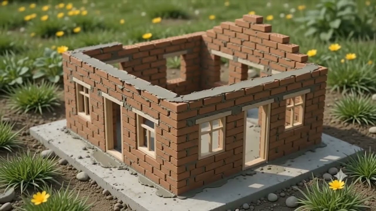 Miniature DIY Farmhouse Construction Timelapse | Tiny Brick House Built!| Satisfying Build in 8K
