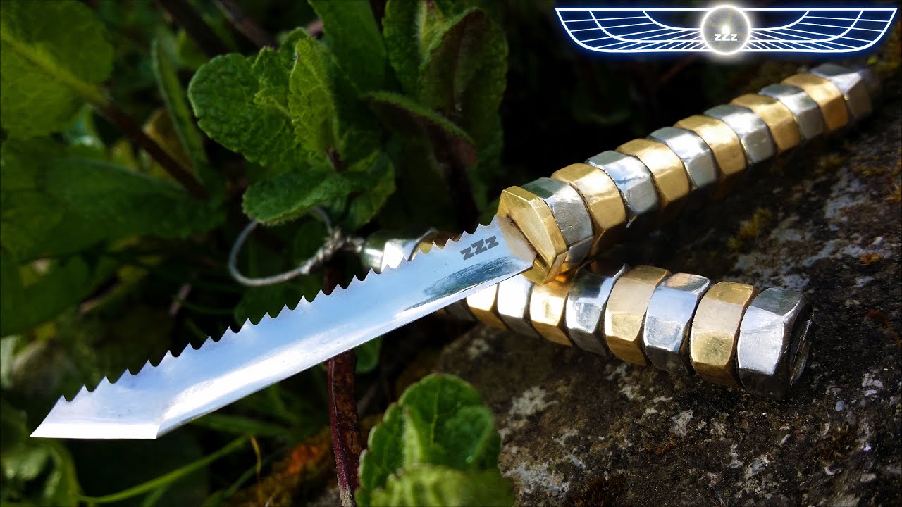 KNIFE MAKING: TANTO + SAW  Jigsaw Blade, Bolt and Nuts Knife DIY