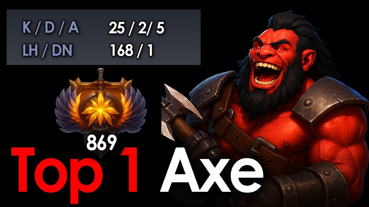 TOP Axe Offlane Gameplay — 25 Kill Domination | Immortal 869 | Patch 7.39e