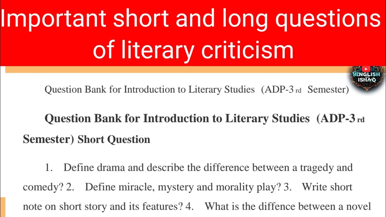 important questions of literary studies and literary criticism