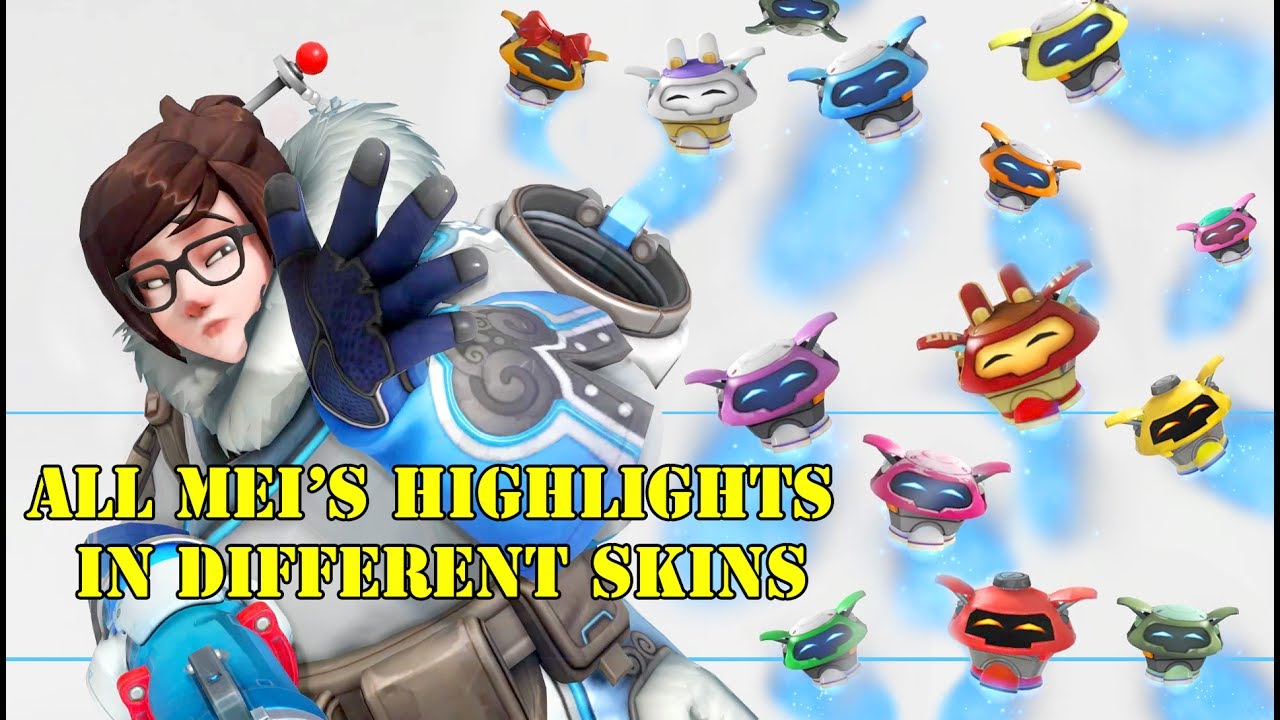 Overwatch || Mei HIghlights || different skins -w- Golden Gun on white background