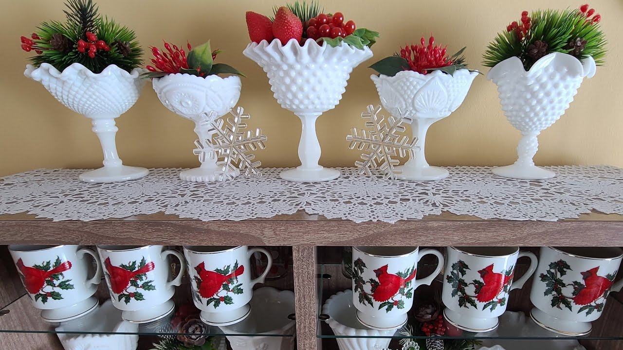 WINTER TOUR 2021 | Thrifted Vintage MCM Milk Glass, Pyrex, Brass Deer & Snowy D&eacute;cor Collection