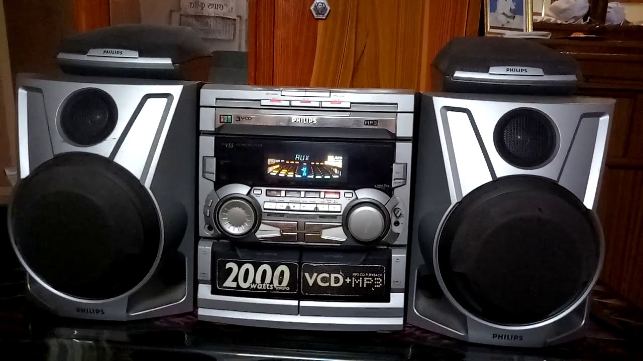 Philips fw-v55 mini hi fi stereo system sound test with original all parts & remote.