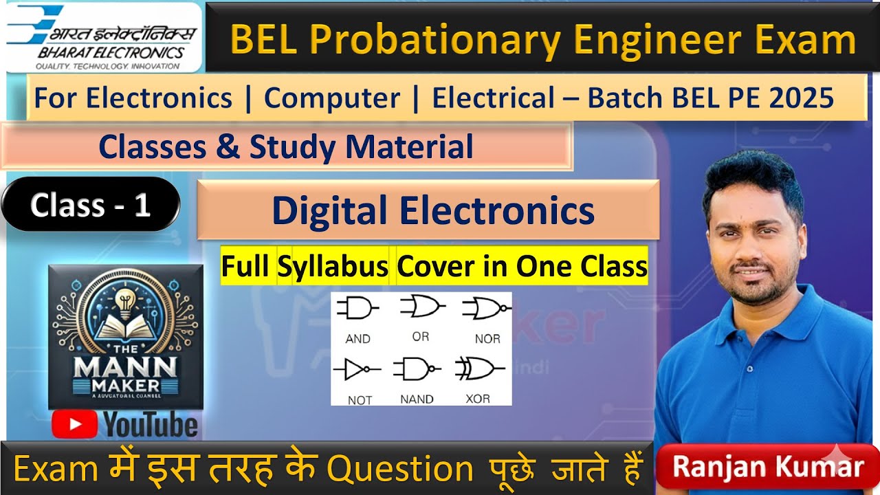 BEL PE 2025 Class : Digital Electronics One Shot Class | Complete Syllabus Revision | ECE EE CSE |