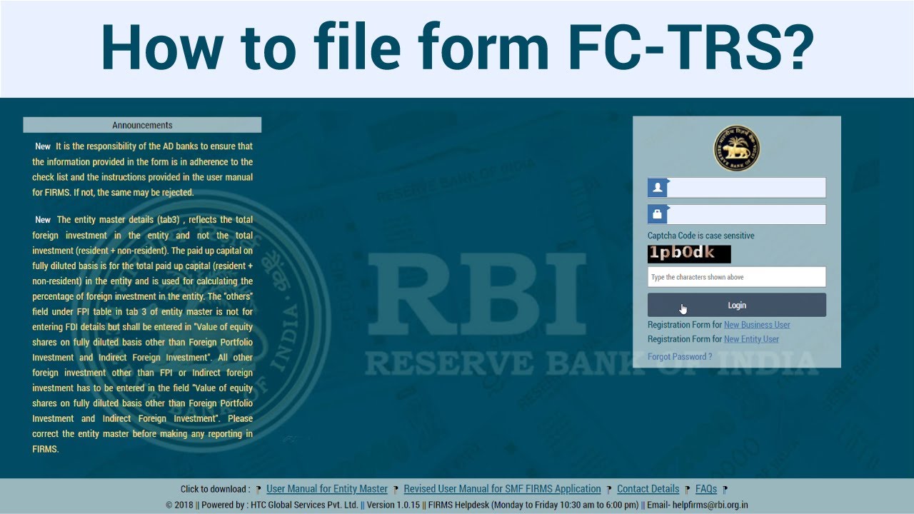 Step wise explanation of the procedure to file RBI Form FC-TRS