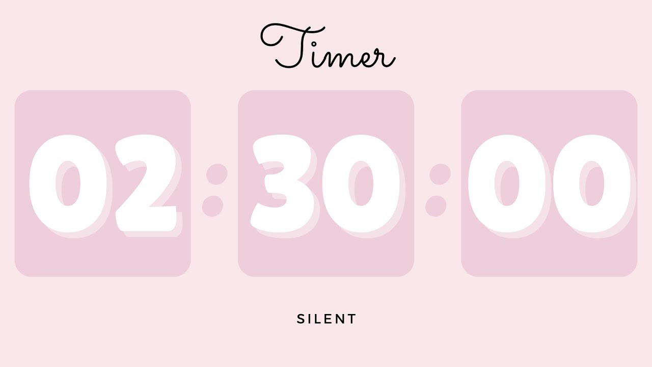 🌸 2 Hours 30 Minutes Silent Timer with Cute Ending Alarm | Pastel Pink Timer