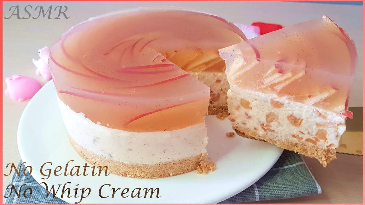 No Bake Apple Cheesecake Recipe no Gelatin no Whipping Cream [ASMR]