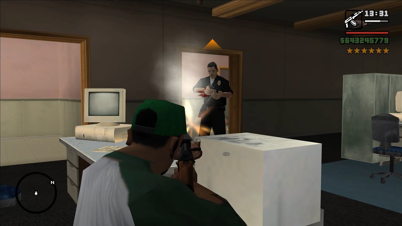 GTA San Andreas 6 Star Wanted Level LSPD Police Station Shootout + Escape