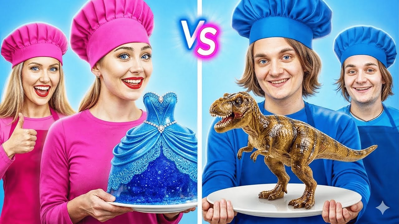 Синяя команда против Розовой 🍳 Ультимативный кулинарный челлендж от 123 GO! SHORTS