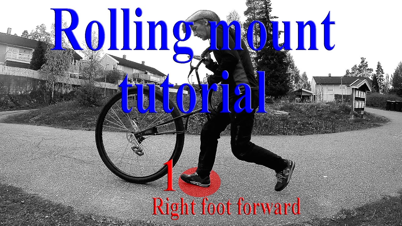 Riding a unicycle part 37: Tutorial on how to do a free mount (rolling mount) on a 36 inch unicycle