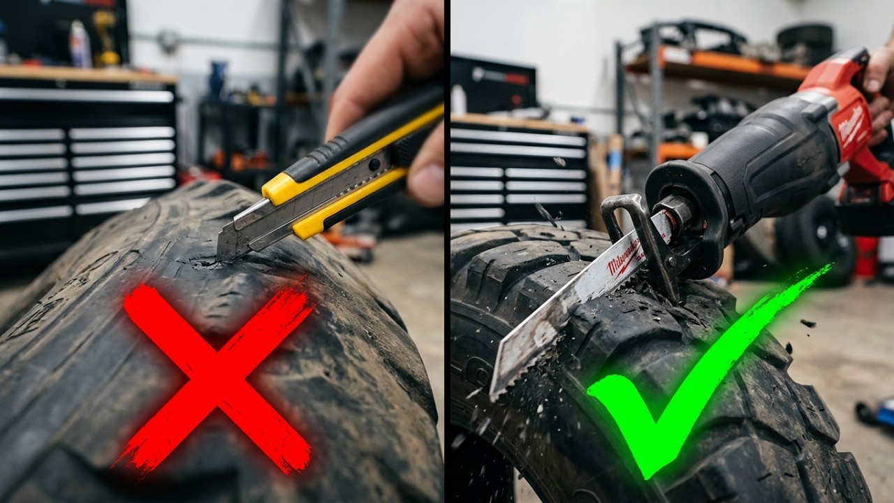 How to cut a tire. Part 2 the cutting process.